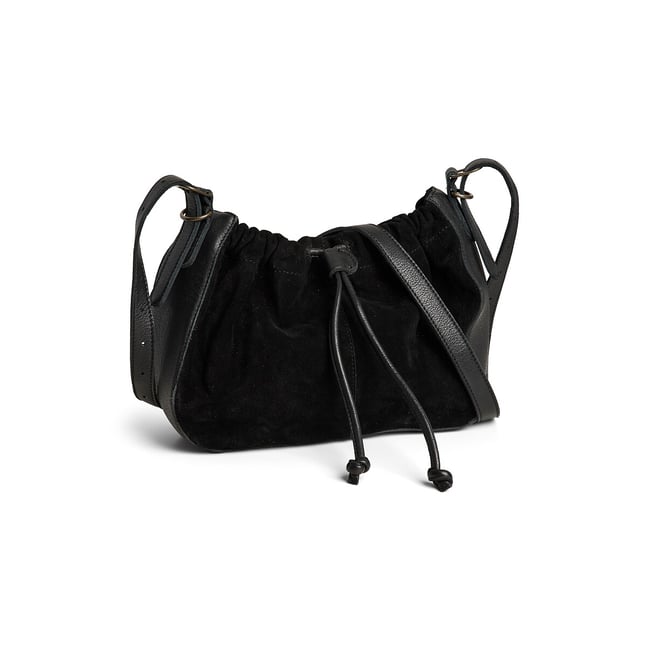 Sac à main cross body, en cuir lisse et en cuir suédé, Alma noir <span itemprop=