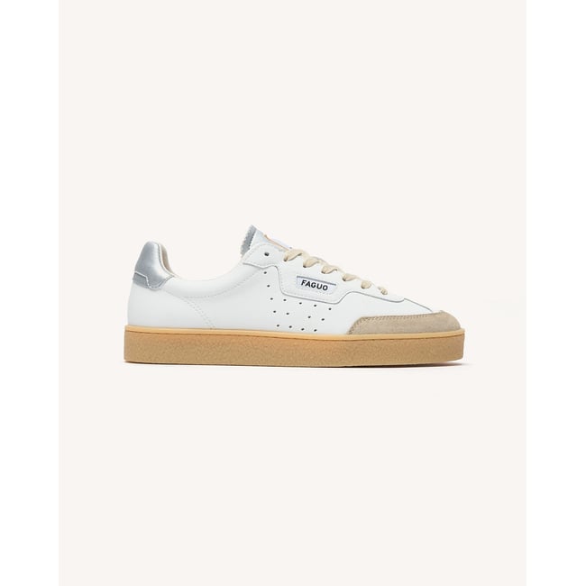 Baskets basses cuir suede LUMBO blanc <span itemprop=