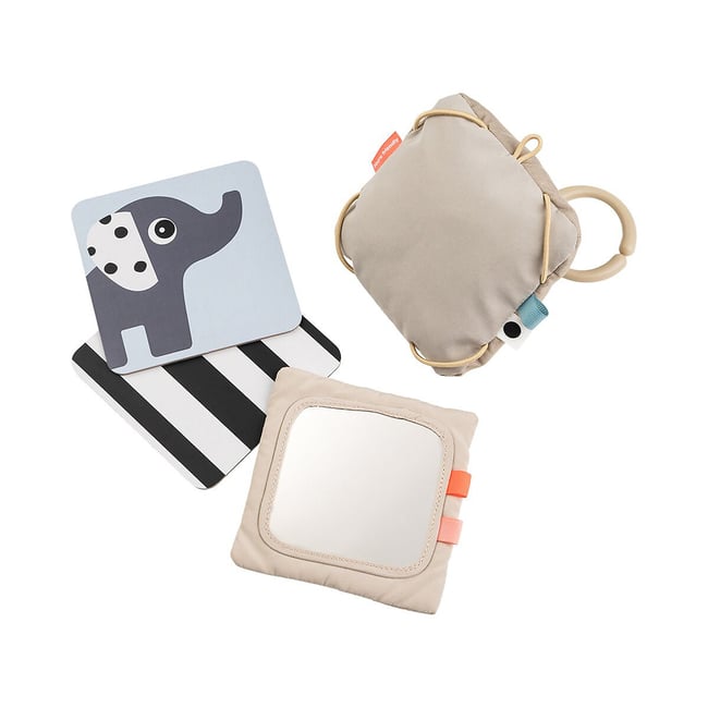 Support avec cartes à motifs contrastés éveil bébé sable <span itemprop=