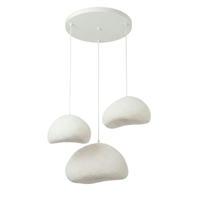Suspension blanche étagée 3 abat-jour 82 cm NOXIS Couleur blanc <span itemprop=