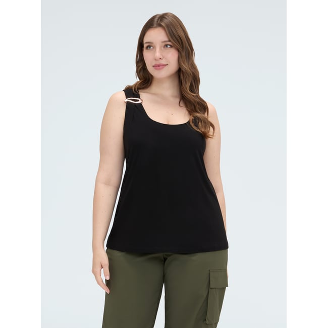 Top avec application bijou noir <span itemprop=