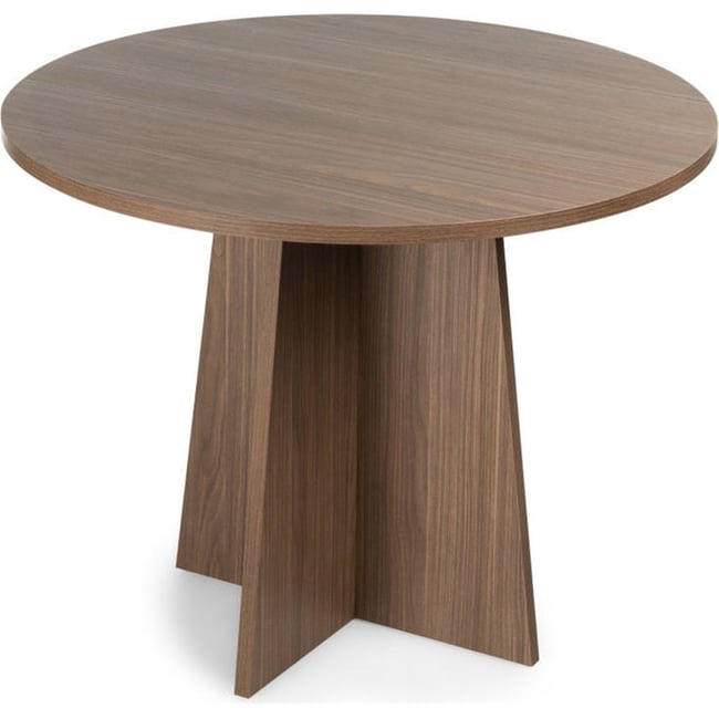 Table à manger ronde en bois pour 4 personnes Couleur noyer lincoln <span itemprop=