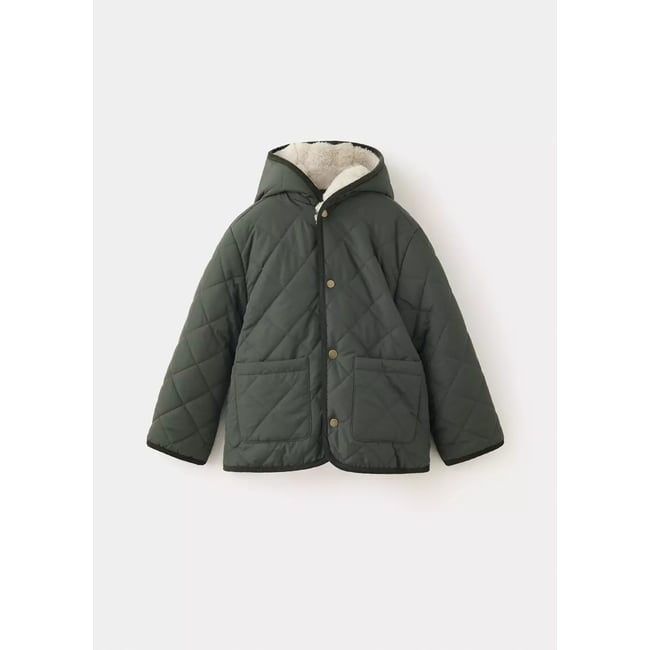 Manteau matelassé à capuche kaki <span itemprop=