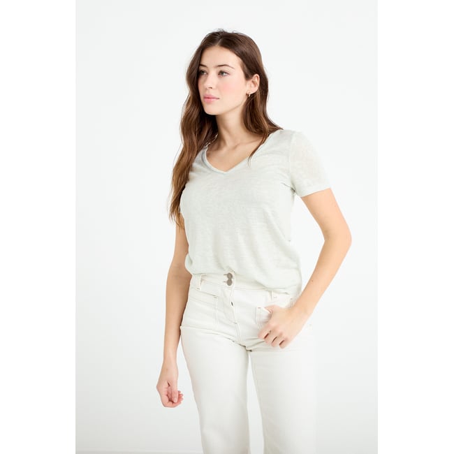 T-shirt manches courtes irisé gris argent <span itemprop=