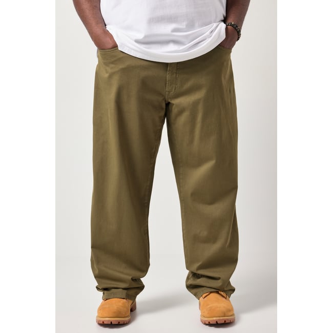 Pantalon en sergé, 5 poches vert sapin <span itemprop=
