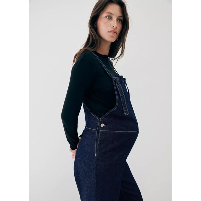 Salopette de grossesse en jean bleu <span itemprop=