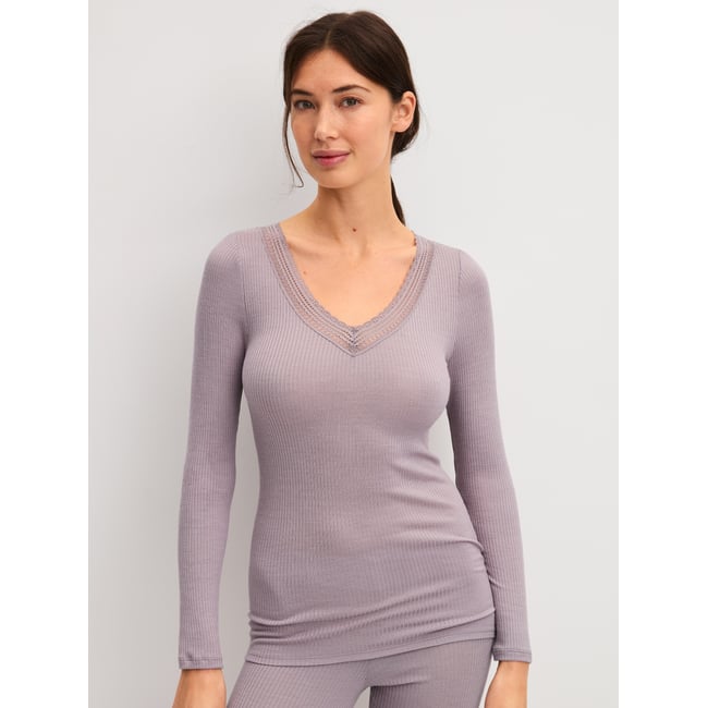 manches longues Laine SILKY WOOL JOY purple dove <span itemprop=