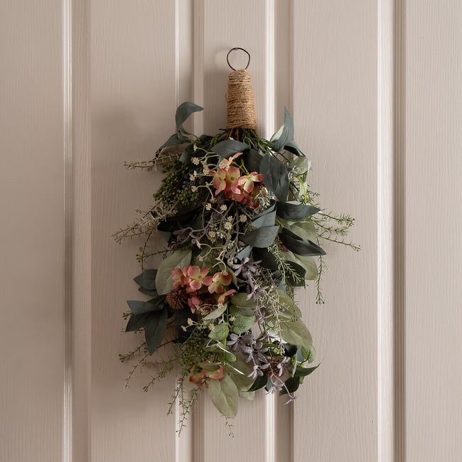 60cm Hydrangea Farmhouse Swag, green, SO'HOME