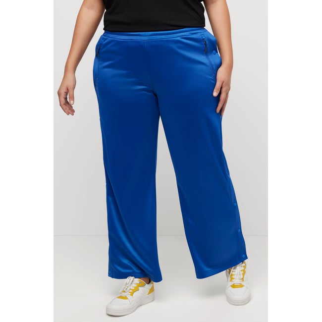 Pantalon de jogging, boutons, jambes larges bleu roi <span itemprop=