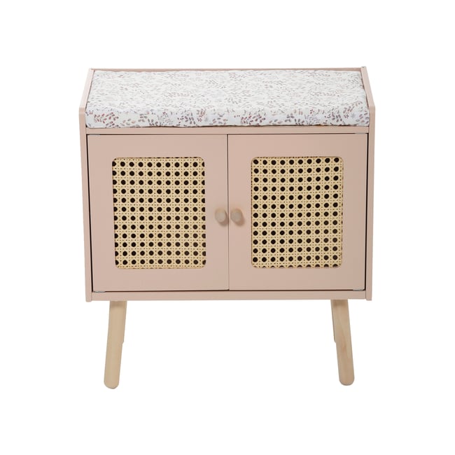 Table à langer cannage et bois POÉSIE rose clair uni <span itemprop=