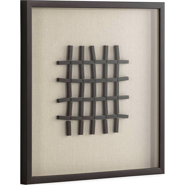 Tableau mural abstrait en bois et verre Couleur brun et crème <span itemprop=