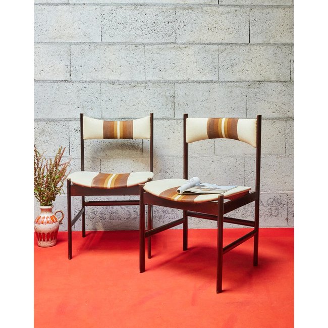 Paire de chaises scandinaves Alma N°1625 - Bon état Couleur beige <span itemprop=