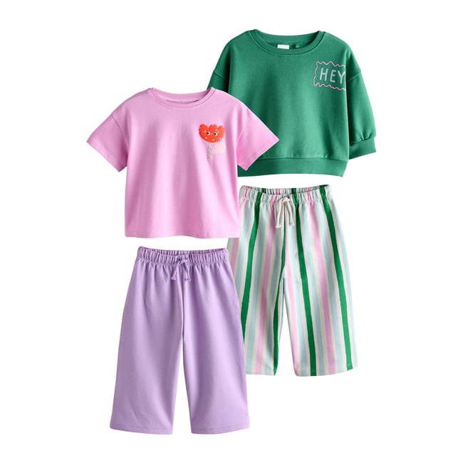 Pantalon et haut, lot de 2 vert/rose <span itemprop=