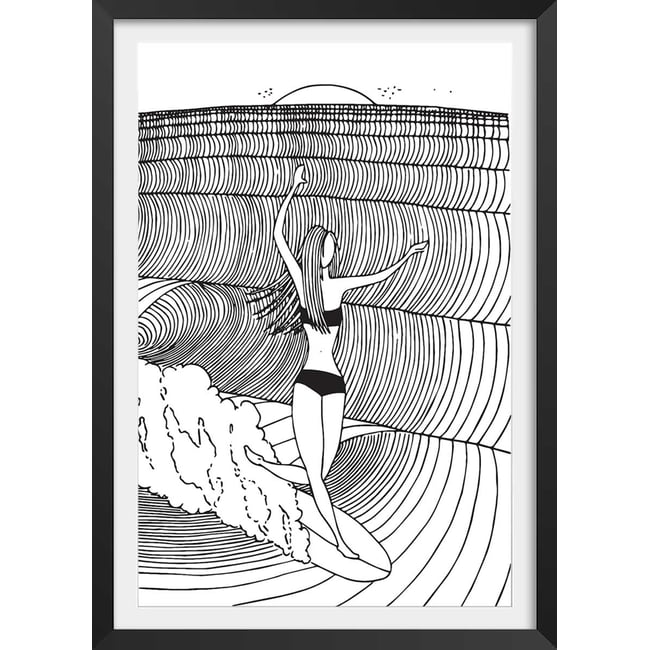Poster surfeuse nose-riding - HEXOA