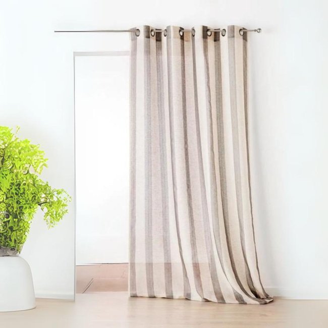 Voilage Fantaisie avec des Rayures Verticales gris clair <span itemprop=
