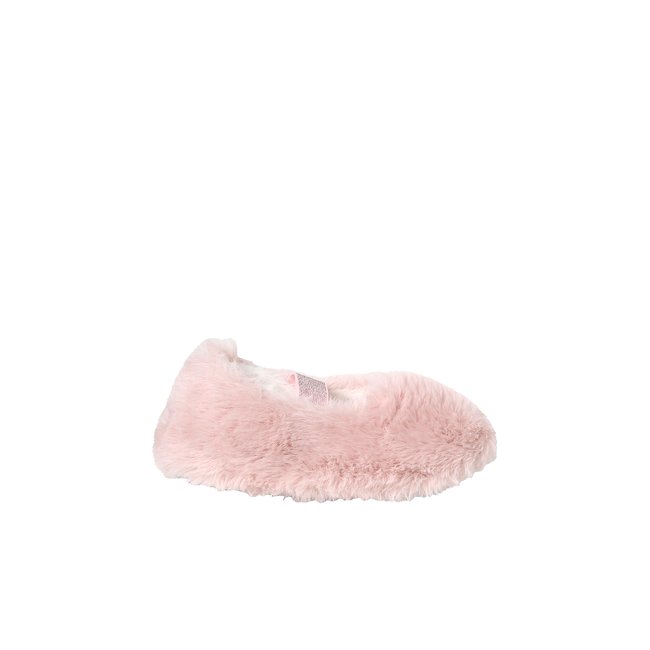 Chaussons ballerines esprit peluche élastiqués rose <span itemprop=