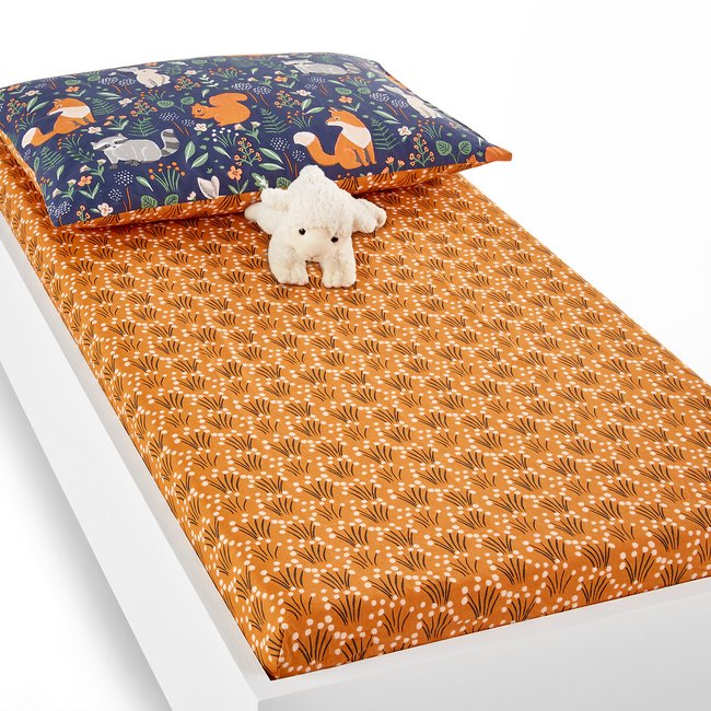 Drap housse percale de coton bio Dans les bois imprimé LA REDOUTE INTERIEURS