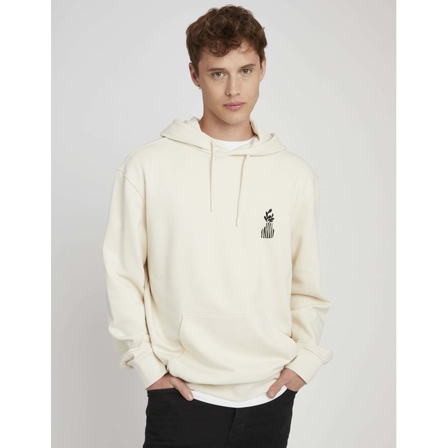 Sweat à capuche broderie poitrine naturel <span itemprop=