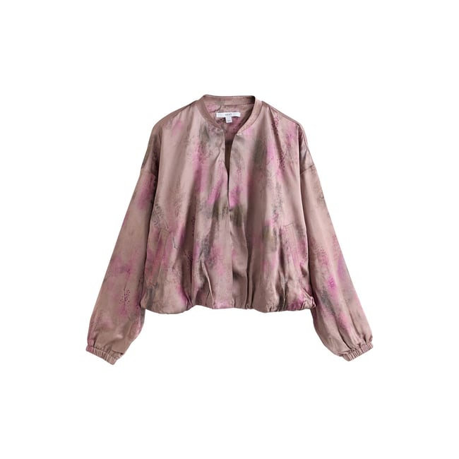 Blouson aviateur violet à fleurs <span itemprop=