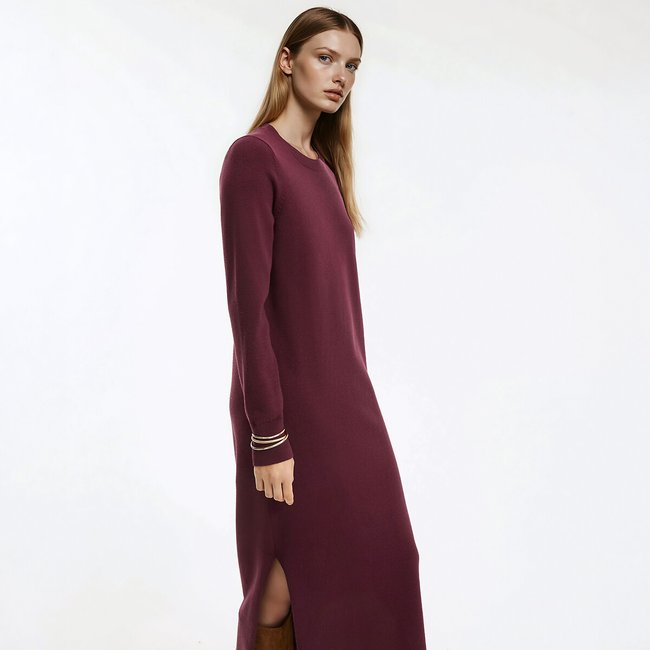 Maxi jumper dress with long sleeves, burgundy red, La Redoute Collections |  La Redoute