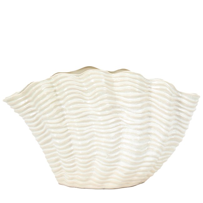 37cm Seashell Stoneware Vase, white, SO'HOME