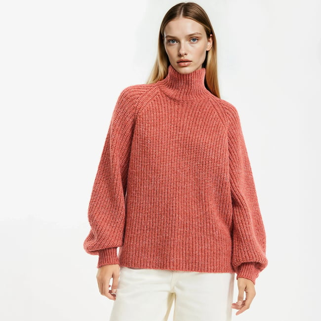 Свитер оверсайз с воротником-стойкой, крупная вязка оранжевый LA REDOUTE COLLECTIONS