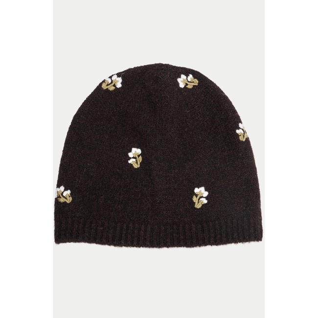 Bonnet avec broderie noir <span itemprop=