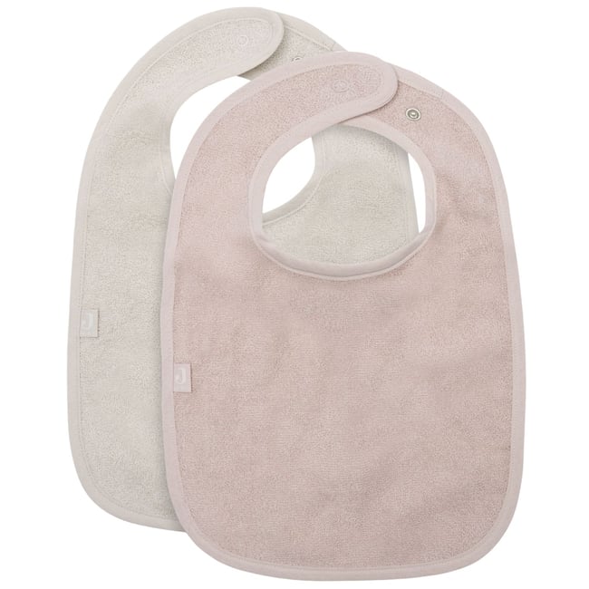 Lot de 2 bavoirs en éponge rose, écru <span itemprop=