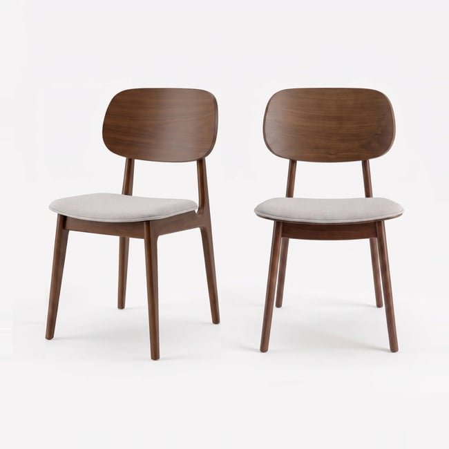 Lot de 2 chaises en bois et tissu - CHARLIZE Couleur gris clair <span itemprop=