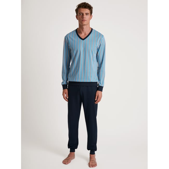 Pigiama Uomo CALIDA Cotton Special - Comodo E In Puro Cotone, Colore Dolphin Blue - Foto 3