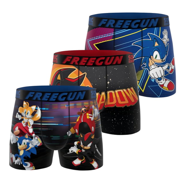 Lot De 3 Boxers Sonic bleu/noir/rouge <span itemprop=