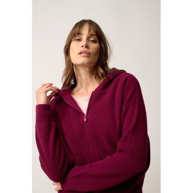 Gilet Zippé Capuche Bordeaux Helga bordeaux <span itemprop=