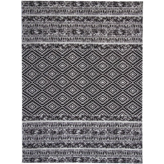 Tapis extérieur fait main, ENSOLEILLE Couleur noir <span itemprop=