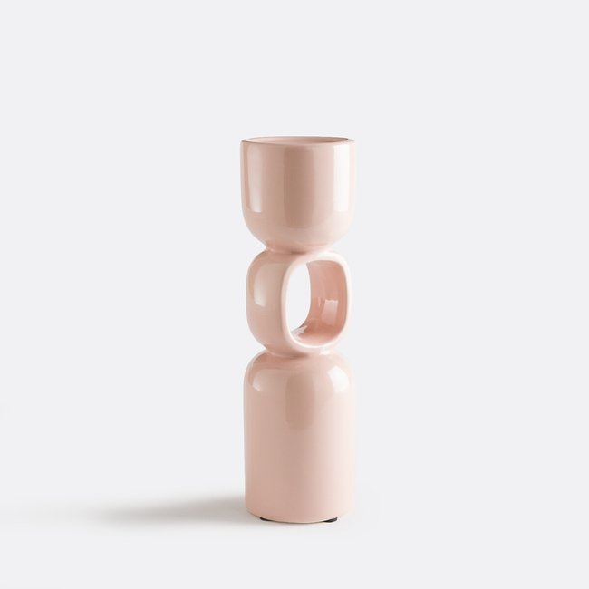 Bougeoir sculptural en céramique, hauteur 31 cm, FOMEA Couleur beige rosé <span itemprop=