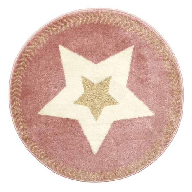 Tapis Rond étoile Fil Métallisé Rose D80 Couleur v002234 <span itemprop=