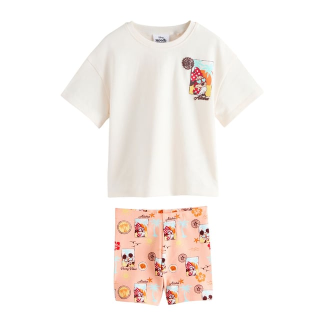 Ensemble short cycliste minnie mouse blanc <span itemprop=