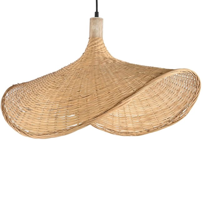 Plafonnier rotin naturel tressé chapeau 65x47x35cm Couleur bois <span itemprop=