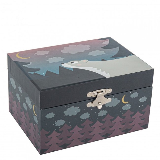 Boîte à musique bébé phosphorescente Ours dans la Forêt bleu <span itemprop=
