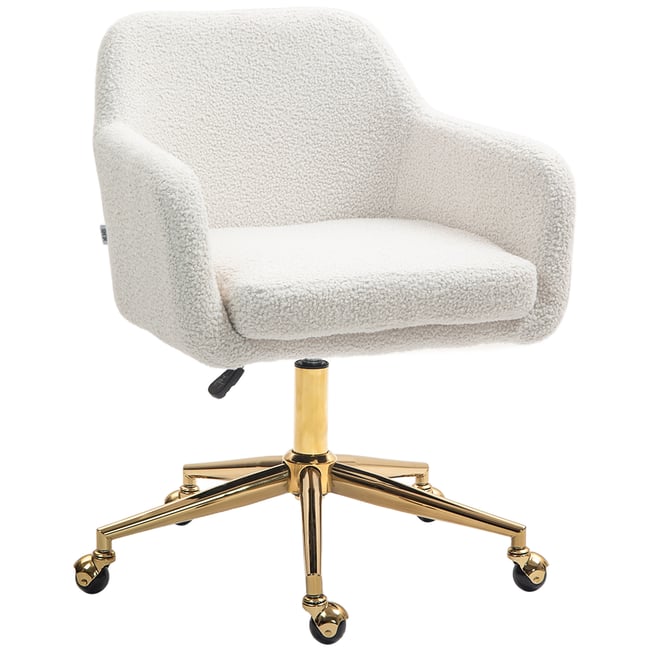 Chaise de bureau Polyester Blanc Couleur crème, doré <span itemprop=
