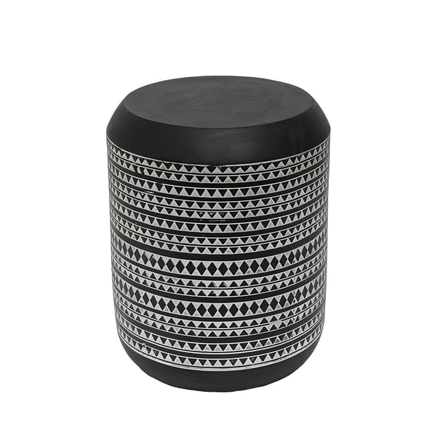 Table d'appoint noire à motifs ethniques MALMOE Couleur noir <span itemprop=