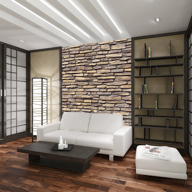 Papier peint intissé panoramique Stone - stylish design Couleur beige <span itemprop=