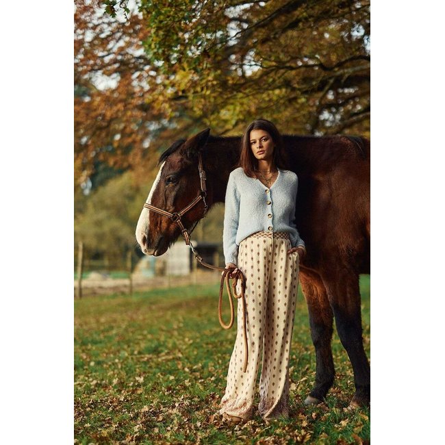 Pantalon imprimé, fluide et large, POLIA imprimé rose blush <span itemprop=