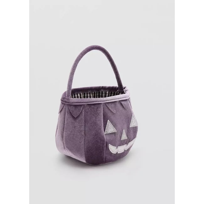Sac citrouille Halloween lilas <span itemprop=
