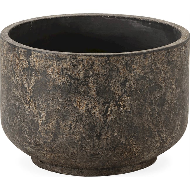 Cache-pot rond en ciment pour intérieur moderne Couleur noir brûlé effet pierre naturelle <span itemprop=