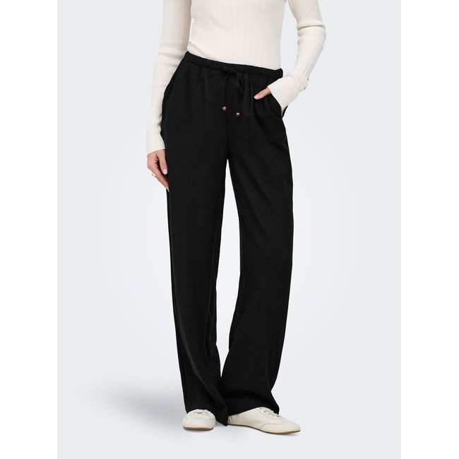 Pantalon ONLBRUXELLES Straight Fit Lin Pantalon noire - black <span itemprop=
