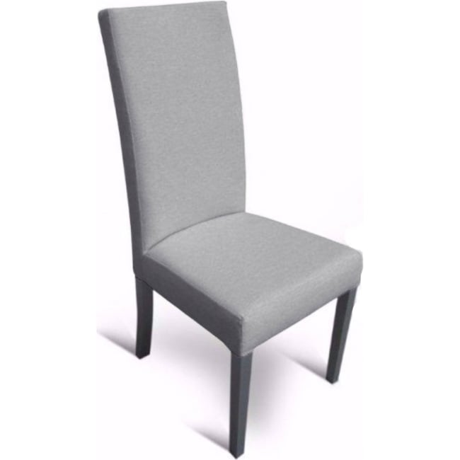 Chaise tapissée en velours collection MODERNO TRE Couleur gris velours avec pieds noirs <span itemprop=