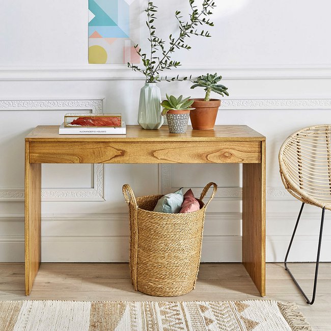 Console en mindi massif 120 cm  TILO Couleur naturel <span itemprop=