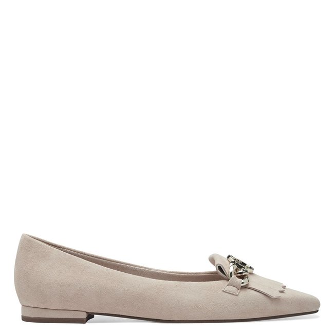 Ballerine en cuir beige nude <span itemprop=