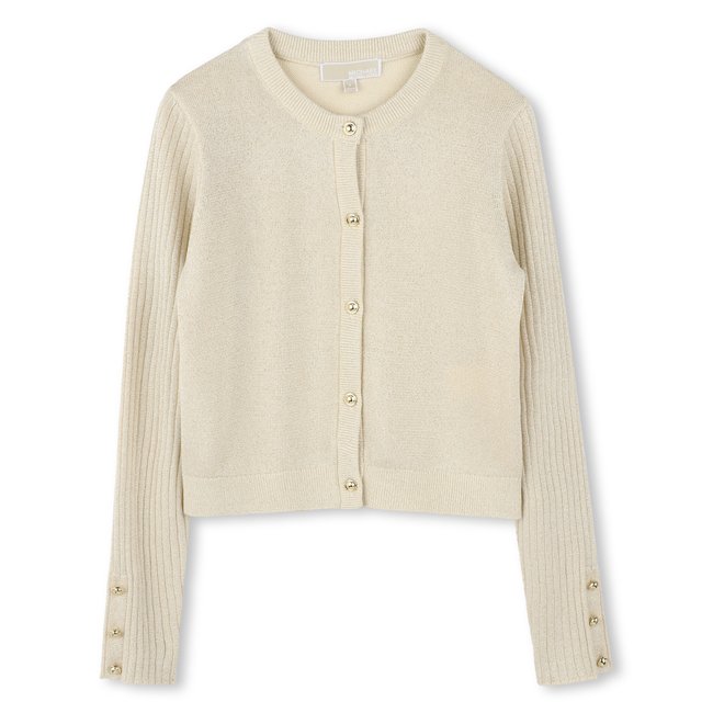 Cardigan de cérémonie tricot dore clair <span itemprop=
