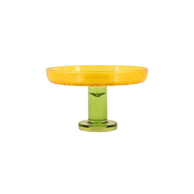 Coupe sur pied bicolore en verre taillé 17x10cm Couleur jaune <span itemprop=